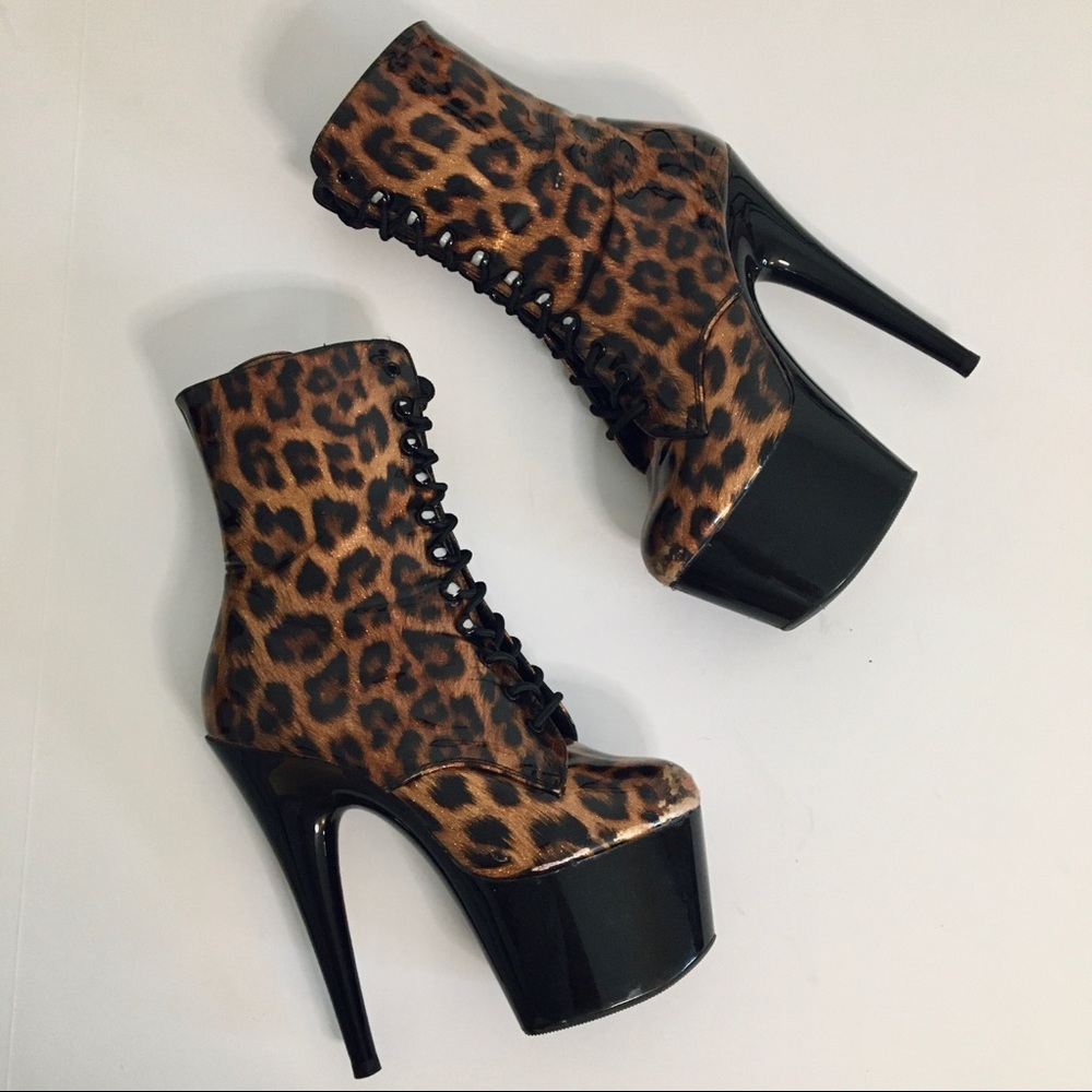 Pleaser Gold Leopard Cheetah Animal Print Boots